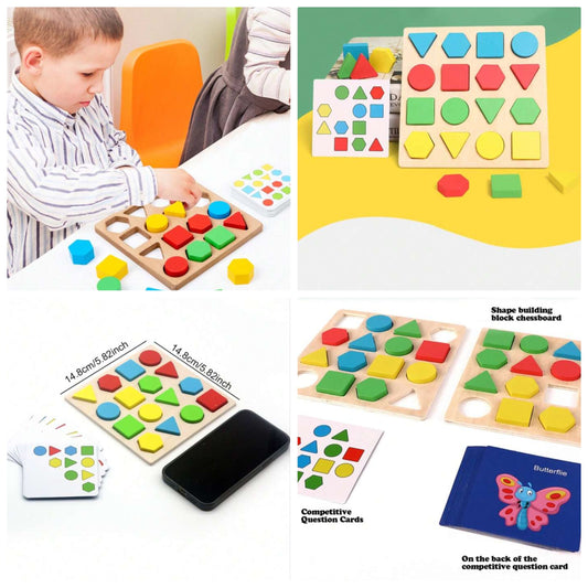 Children's One-On-One Combat Game With Block Shaped Matching Toys, Which Helps Train Children's Thinking, Concentration, And Hand Eye Coordination SkillsSchool, Student,Stationery,School Supplies wood