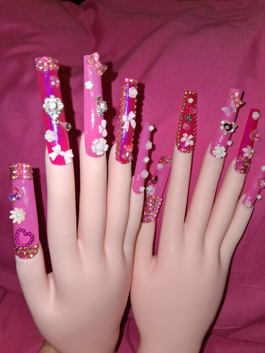 COCOMONEY NAILS CUSTOM 1 OF 1 GLUE ON PRESS ON COMES WITH FREE GIFTS #o66