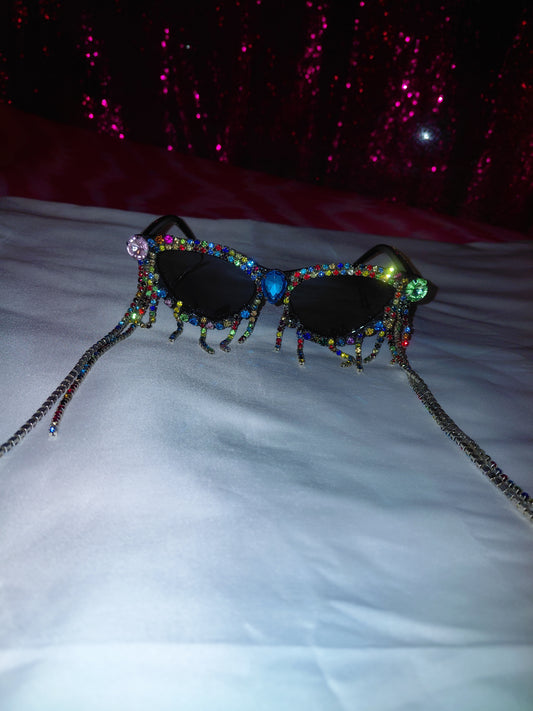 Cocomoney Glasses custom 1 of 1 pair sunglasses gemstones plastic materials uv COCOMONEY.STORE
