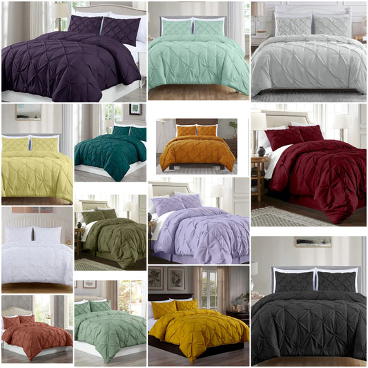 Set, 3-Piece (Comforter and Pillow Shams) - Soft Pintuck, Lightweight All Season Microfiber