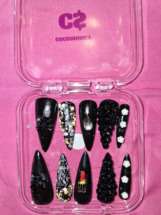 COCOMONEY NAILS CUSTOM 1 OF 1 GLUE ON PRESS ON COMES WITH FREE GIFTS #b92
