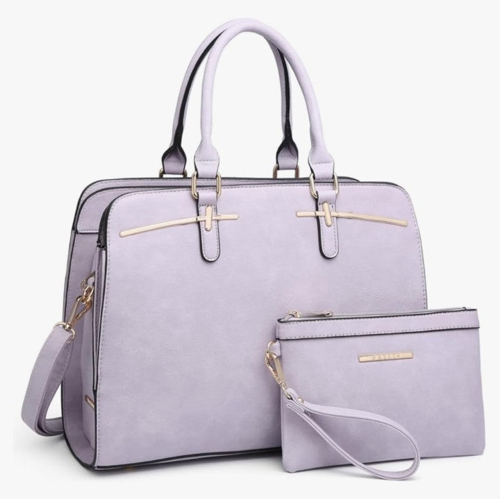 Women Handbag Wallet Tote Bag Shoulder Bag Hobo Bag Top Handle Satchel Purse Set 2pcs w/ 3 Compartments