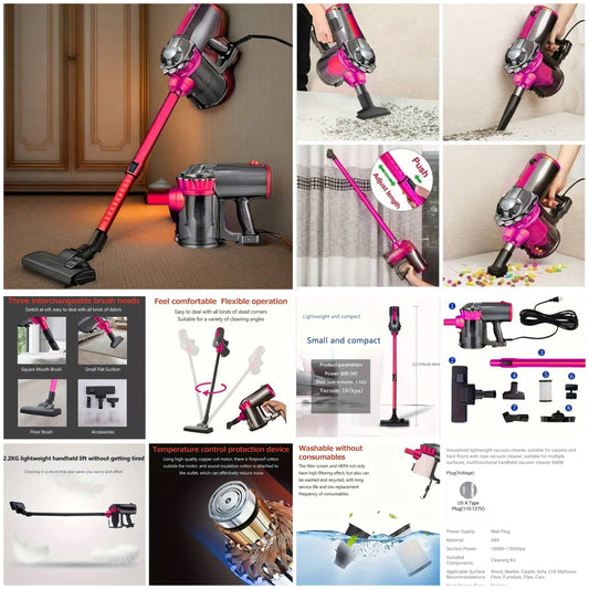 HHD Household Lightweight Vacuum Cleaner, Suitable For Carpets And Hard Floors With Rope Vacuum Cleaner, Suitable For Multiple Surfaces, Multifunctional Handheld Vacuum Cleaner 600W