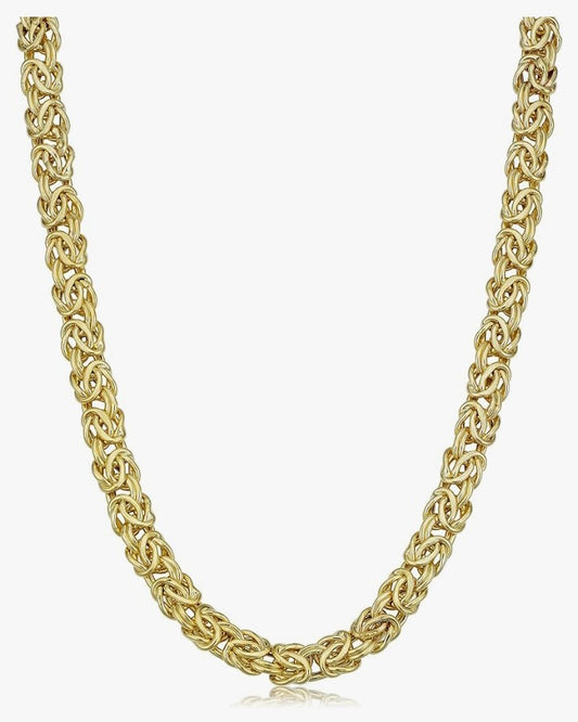 COCOMONEY Real 14k Yellow Gold Byzantine Necklace (6 mm, 18 inch)