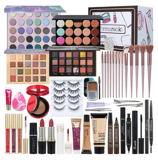 All in One Makeup Kit for Full Kit,Travel Makeup ,Professional Makeup Kit Includes lash Clusters Kit Eyeshadow Lipstick Brow Pencil Eyeliner Brush Set