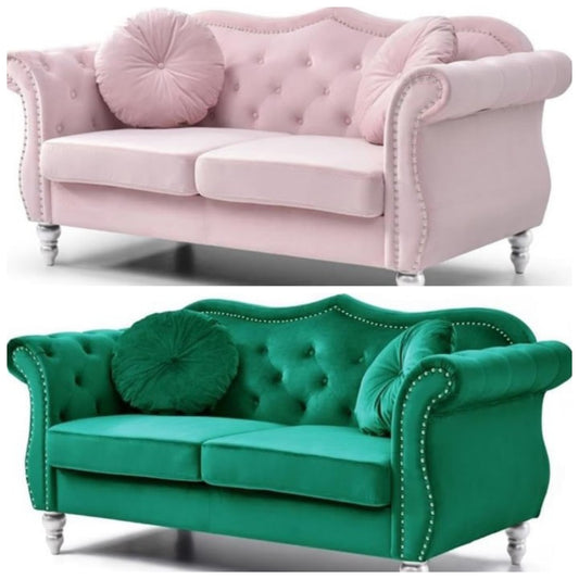 Hollywood Velvet Loveseat in Pink