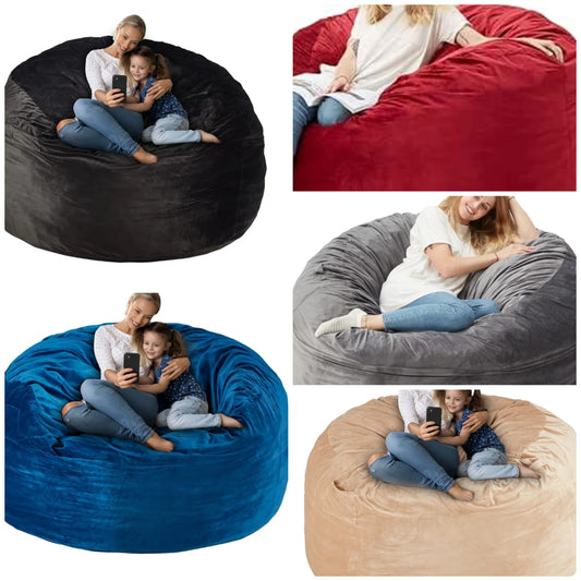 Bean Bag Chair: Giant 5' Memory Foam Furniture Bean Bag Chair for Adults with Microfiber Cover - 5Ft,Blue