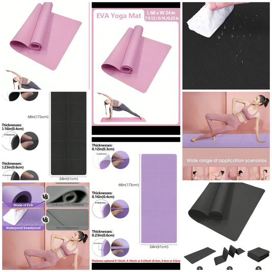 Yoga Mat, Pilates Exercise Mat, Solid Color Fitness Mat For Home Use