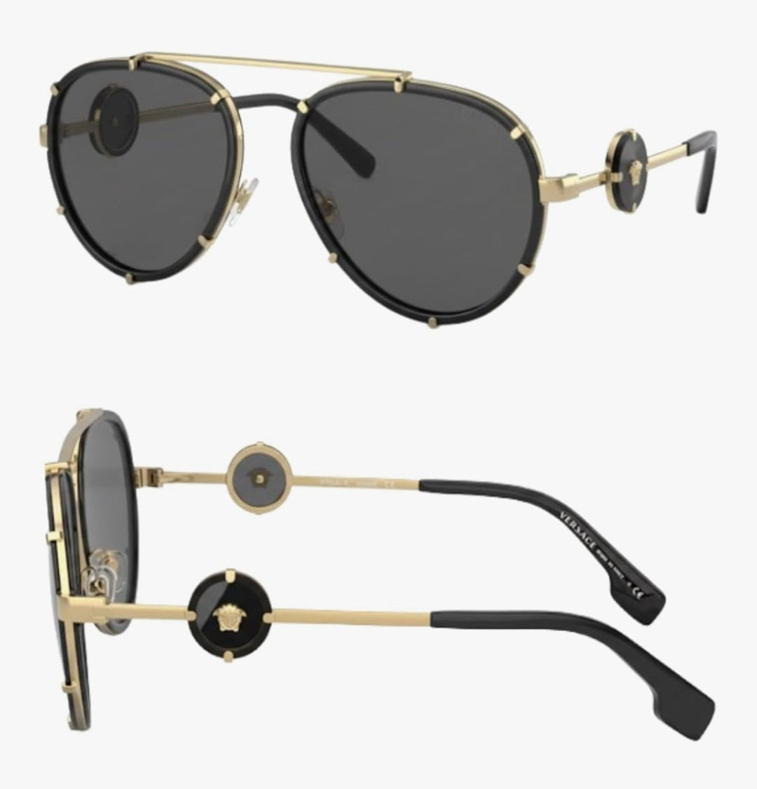 VERSACE VE2232 Medusa PILOT Shape Sunglasses with Luxury Eyewear kit