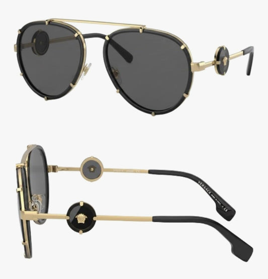 VERSACE VE2232 Medusa PILOT Shape Sunglasses with Luxury Eyewear kit