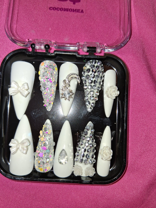 COCOMONEY NAILS CUSTOM 1 OF 1 GLUE ON PRESS ON COMES WITH FREE GIFTS #b62