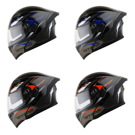 1Storm Motorcycle Modular Full Face Flip Up Dual Visor Helmet + Spoiler: HB89 Storm Blue