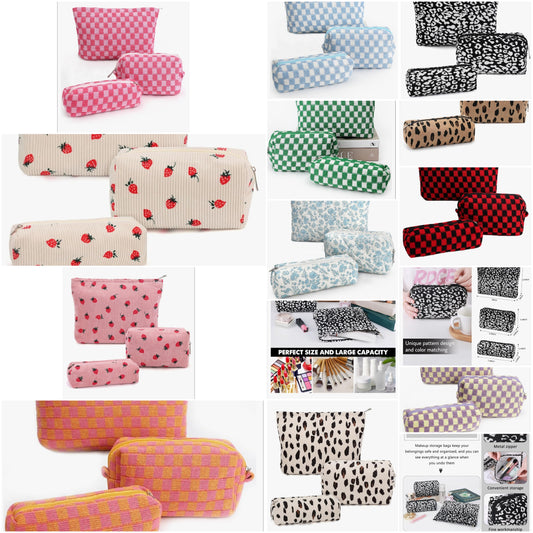 3 Pcs Makeup Bag Cosmetic Bag Set for Girls Women Travel Organizer Bathroom Toiletry Pouch Large Capacity Storage Bag