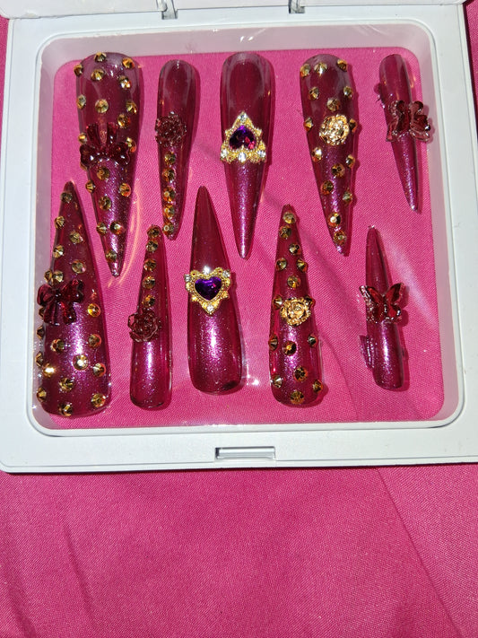 COCOMONEY NAILS CUSTOM 1 OF 1 GLUE ON PRESS ON COMES WITH FREE GIFTS #p64