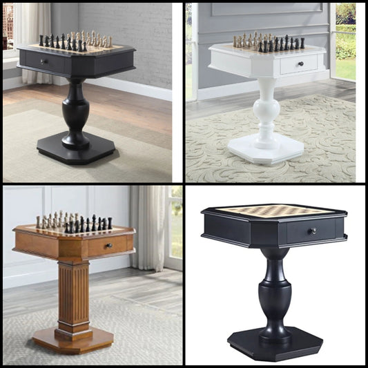 3 in 1 - Chess, Checkers, and Backgammon Game Table with Storage Solid Wood