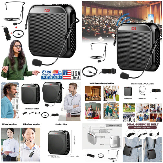 1 Set Portable Megaphone, Microphone Speaker, 2200mAh Rechargeable Megaphone For Teacher Training Conference Guided Tour Classroom (Black)