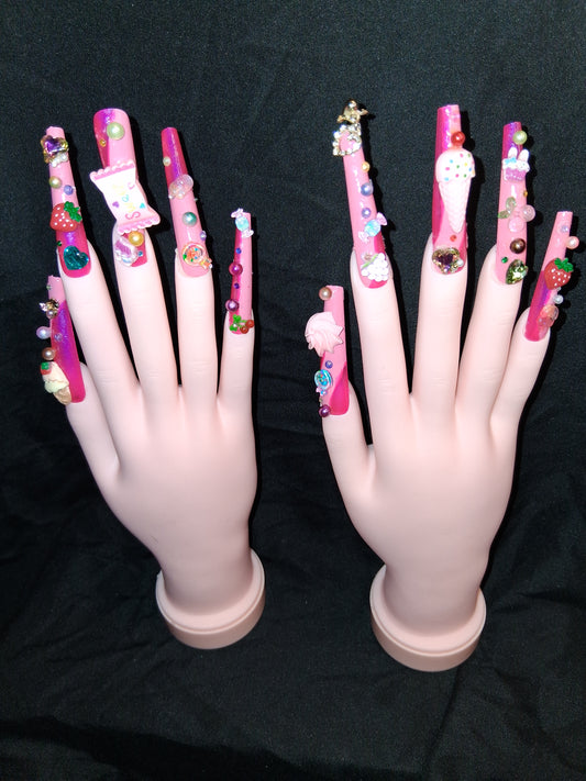 COCOMONEY NAILS CUSTOM 1 OF 1 GLUE ON PRESS ON COMES WITH FREE GIFTS #o64
