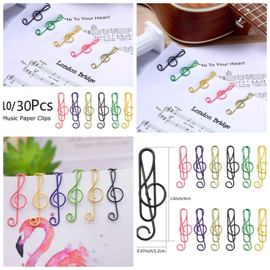 Music Paper Clips 6 Colors, Metal Paper Clips Musical Notes Clips Music Office Accessories For Desk Bookmark Office Notebook (30 Pcs),Music Stand,Recipe Book,Music Teacher,Music,Teacher,Musical Instruments,Piano Book,Clarinet Accessories,Piano iron alloy