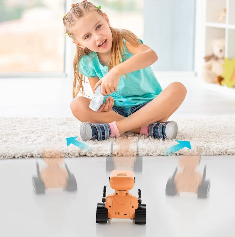 Robot Toy, Rechargeable RC Robot for Kids, Remote Control Toy with Music and LED Eyes, Gift for Children Age 3 Years and Up