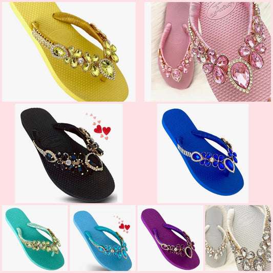 Glam Rhinestones Flip Flops For Women
