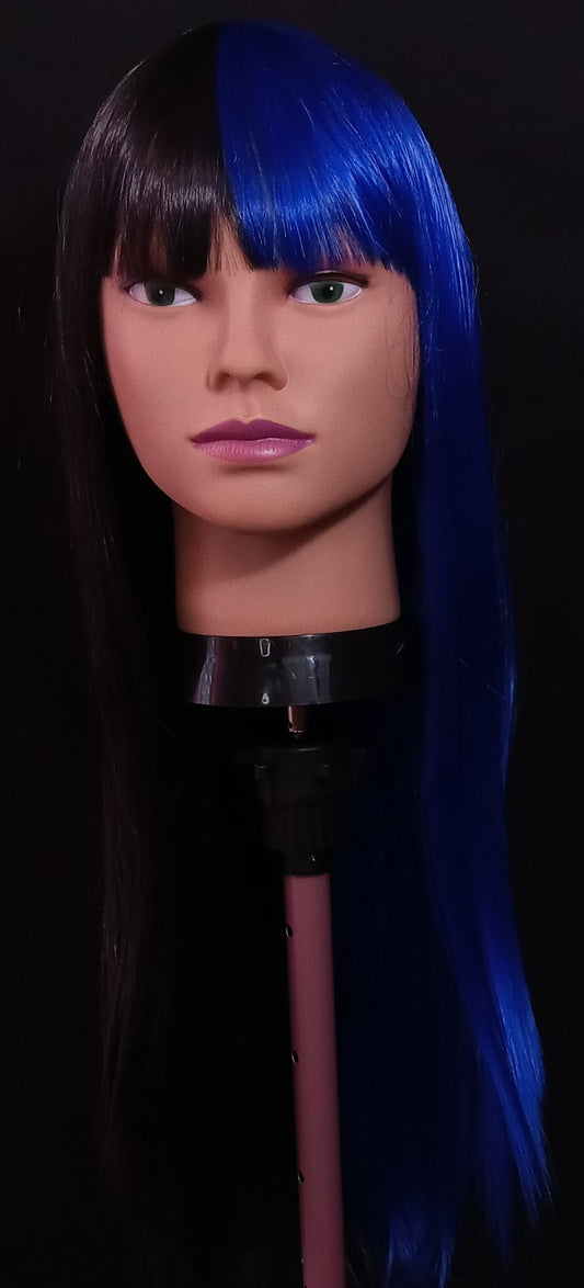 COCOMONEY WIG LONG BLUE AND BLACK WITH BANGS