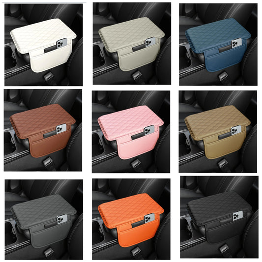 Car Center Console Cover,Microfiber Leather Car Armrest Cover Cushion with 2 Storage Bags,Universal Car Armrest Storage Box Car Interior Accessories for Most Vehicles