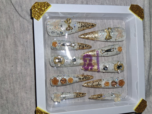 COCOMONEY NAILS CUSTOM 1 OF 1 GLUE ON PRESS ON COMES WITH FREE GIFTS #p37