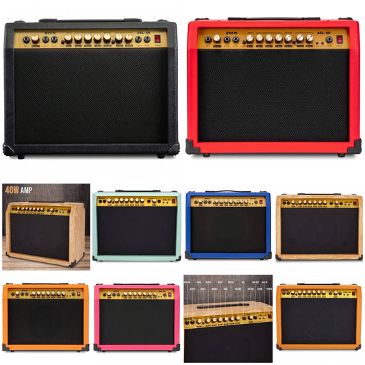 Electric Guitar Amp 40 Watt Amplifier Built In Speaker Headphone Jack And Aux Input Includes Gain Bass Treble Volume And Grind, Guitar Amplifier, Powerful 20-Watt Electric Guitar Amplifier, Gain, Bass, Treble, And Volume Controls