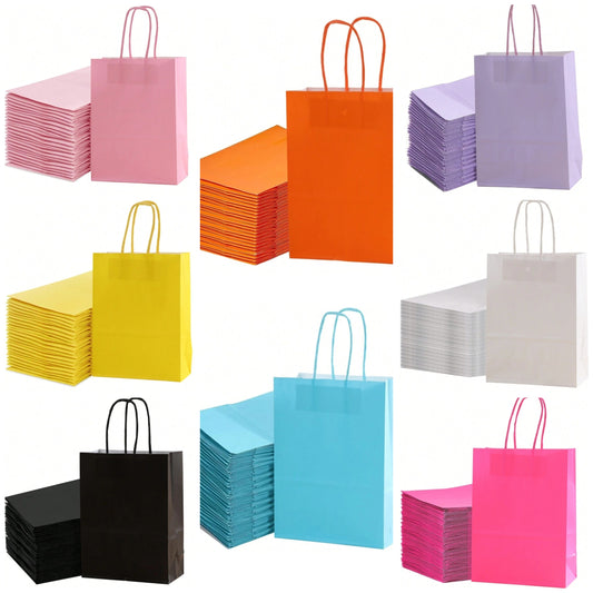 24pcs Medium Size 16x22x8cm Kraft Paper Bags, Reusable Gift Bags For Birthday, Party, Wedding And Friends paper