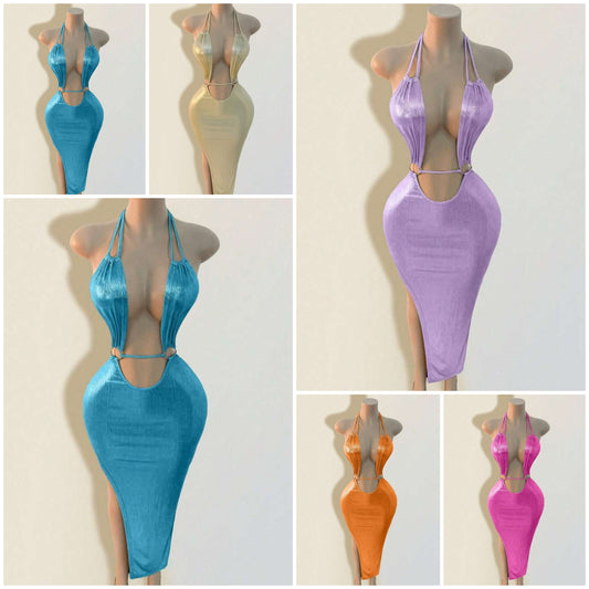 1pc Solid Color Elegant Casual Daily Wear Dress COCOMONEY