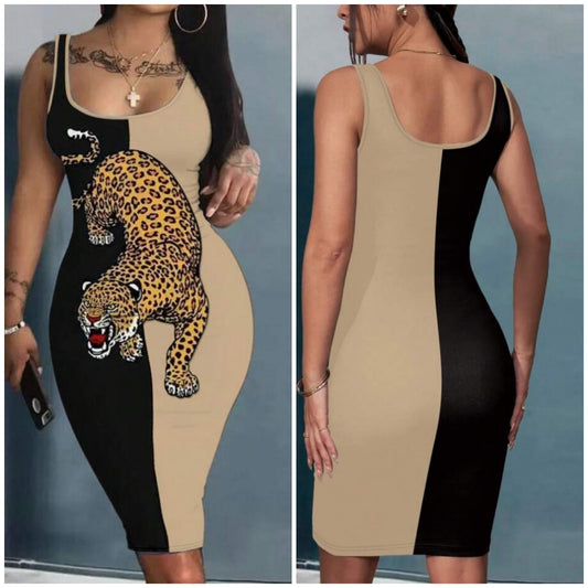 Leopard Print Sleeveless Dress