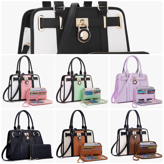 Handbags Sets For Women Shoulder Bags Top Handle Work Satchel Tote Purses Set With Matching Wallet 2pcs