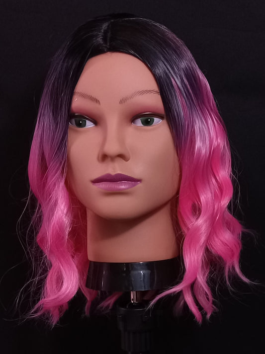 COCOMONEY WIG PINK Black SHORT WAVY SYNTHETIC