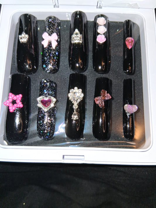 COCOMONEY NAILS CUSTOM 1 OF 1 GLUE ON PRESS ON COMES WITH FREE GIFTS #o55