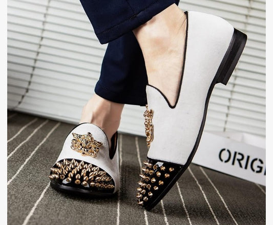 Velvet Loafers Dress Shoes with Metal Embellishments Party Luxury Loafer Shoes