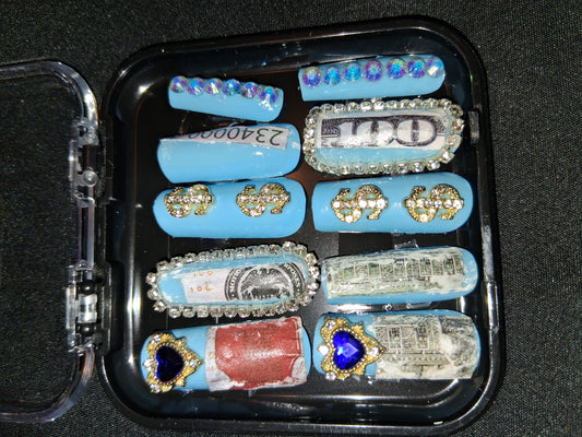 COCOMONEY NAILS CUSTOM ONE OF A KIND PIECES WITH NAIL BAG AND FREE GIFTS