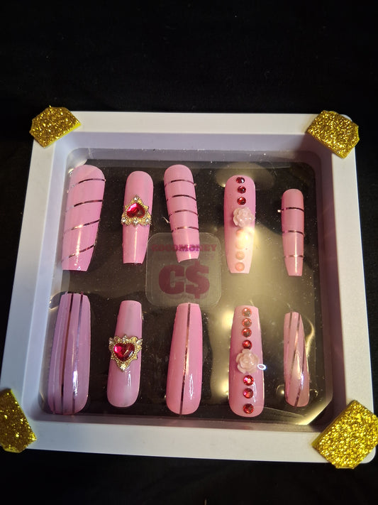 COCOMONEY NAILS CUSTOM 1 OF 1 GLUE ON PRESS ON COMES WITH FREE GIFTS #o82