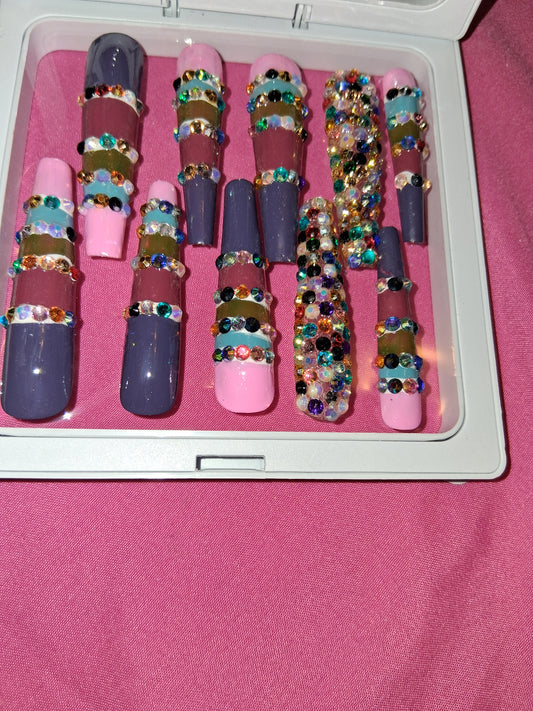 COCOMONEY NAILS CUSTOM 1 OF 1 GLUE ON PRESS ON COMES WITH FREE GIFTS #p57