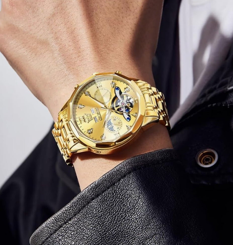 Automatic Watches Business Dress Watch Mechanical Stainless Steel Self Winding Men Wrist Watch
Luxury Classic Diamond Waterproof Date for Men