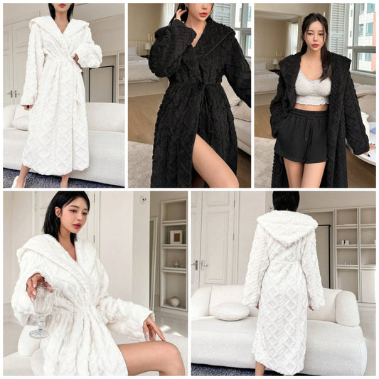 Hooded Teddy Bear Bathrobe soft cozy warm COCOMONEY