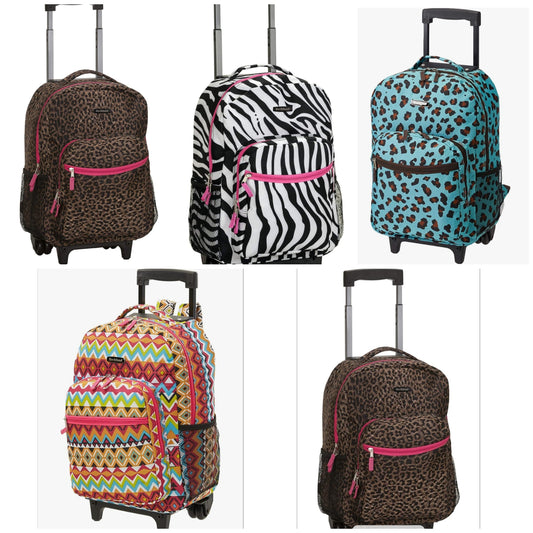 Double Handle Rolling Backpack, Tribal, 17-Inch travel school vacation storage library office doctor