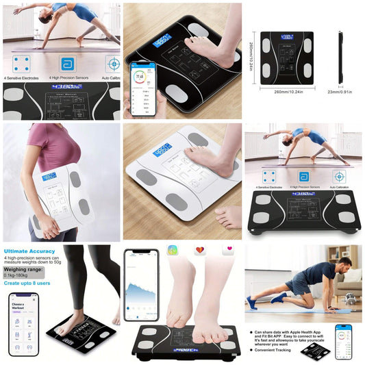 Smart Digital Bathroom Scale With LCD Display And Mobile Application - Battery Powered, Daily Weight Tracking, Essential Household Tool digital display tempered glass