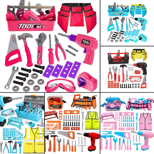 Kids Tool Set - Tool Box, Pretend Play Kids Construction Tool Kit, for Boys, and Girls Ages 3 and Up 6 Sets to choose from choose below