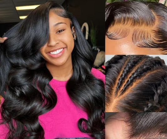 30 Inch Lace Front Wigs Human Hair Body Wave Wig 13x4 Pre Plucked 180 Density HD Transparent Lace Frontal Wigs Human Hair for Women Body Wave Human Hair Wigs with Baby Hair Natural Black