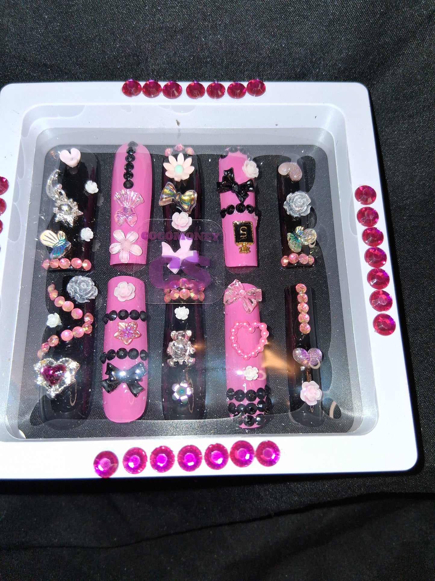 COCOMONEY NAILS CUSTOM 1 OF 1 GLUE ON PRESS ON COMES WITH FREE GIFTS #o67