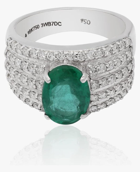COCOMONEY Vintage Emerald Oval Cut Gold Ring 18K White Gold Halo Diamond Eternity Mens & Women Cluster Ring Engagement Jewelry For Her Wedding Gift Rings, Christmas Jewelry