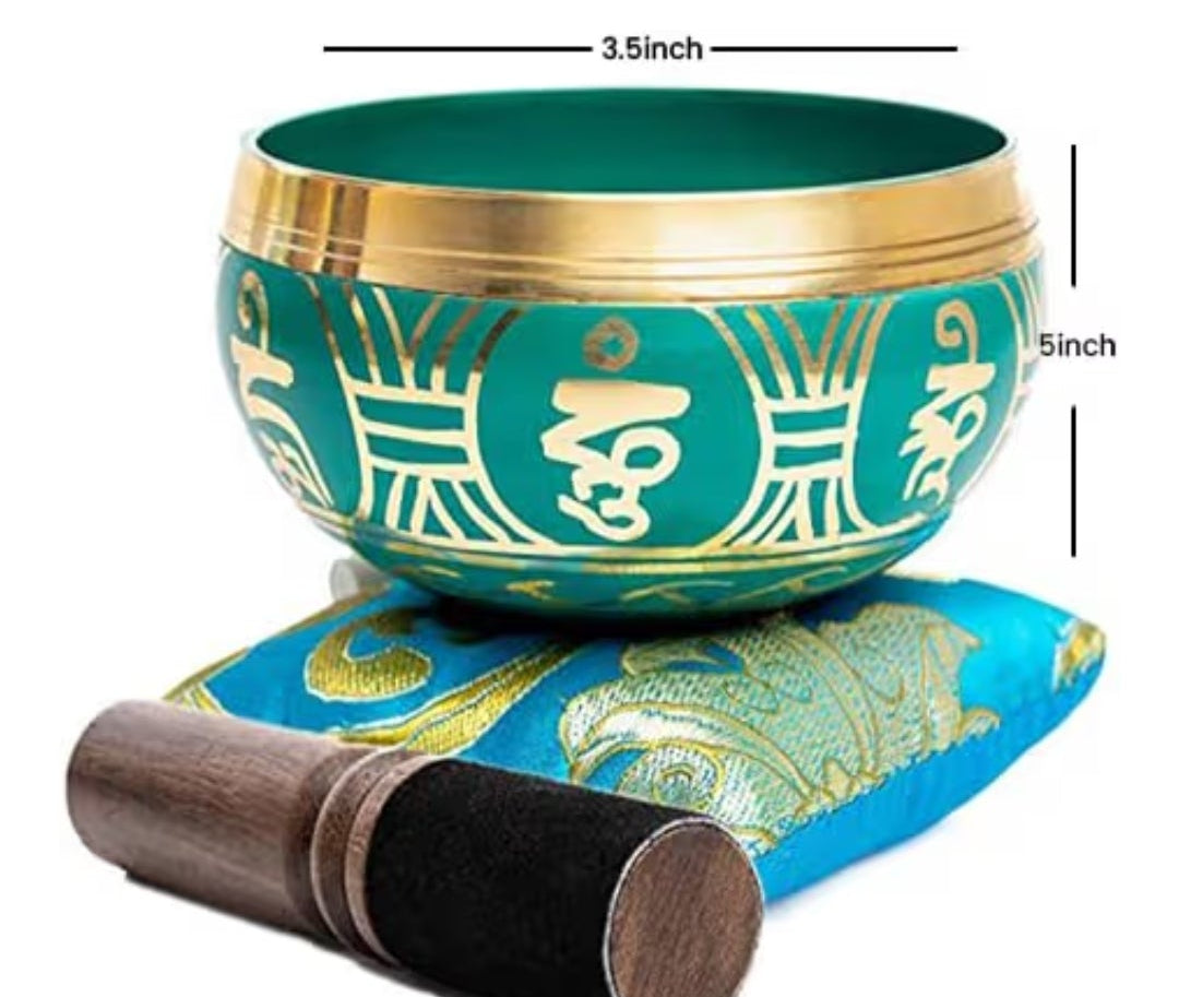Tibetan Singing Bowl Set - Authentic Handcrafted Mindfulness Meditation Holistic Sound 7 Chakra Healing Gift by Himalayan Bazaar