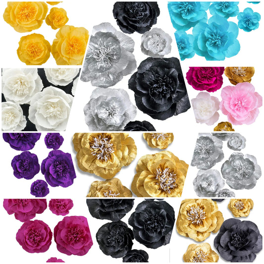 Home Decor 3D Flower for Wedding Backdrop Nursery Wall Flower Decor(Yellow Set 6)