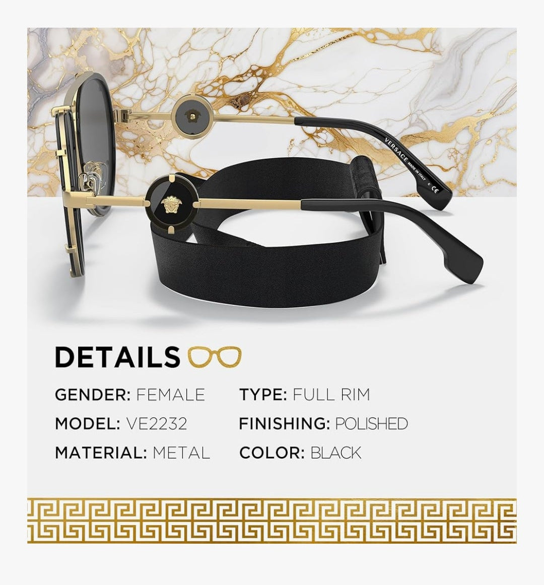 VERSACE VE2232 Medusa PILOT Shape Sunglasses with Luxury Eyewear kit