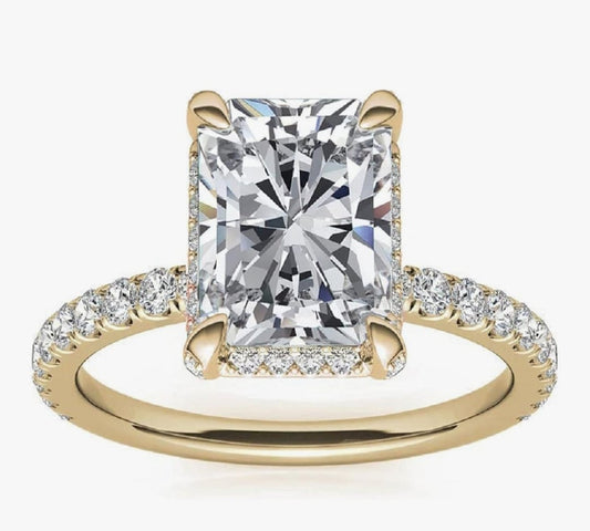 14K Solid Yellow Gold Handmade Engagement Ring 2.00 CT Radiant Cut Moissanite Diamond Solitaire Wedding/Bridal Ring for Women/Her Awesome Ring